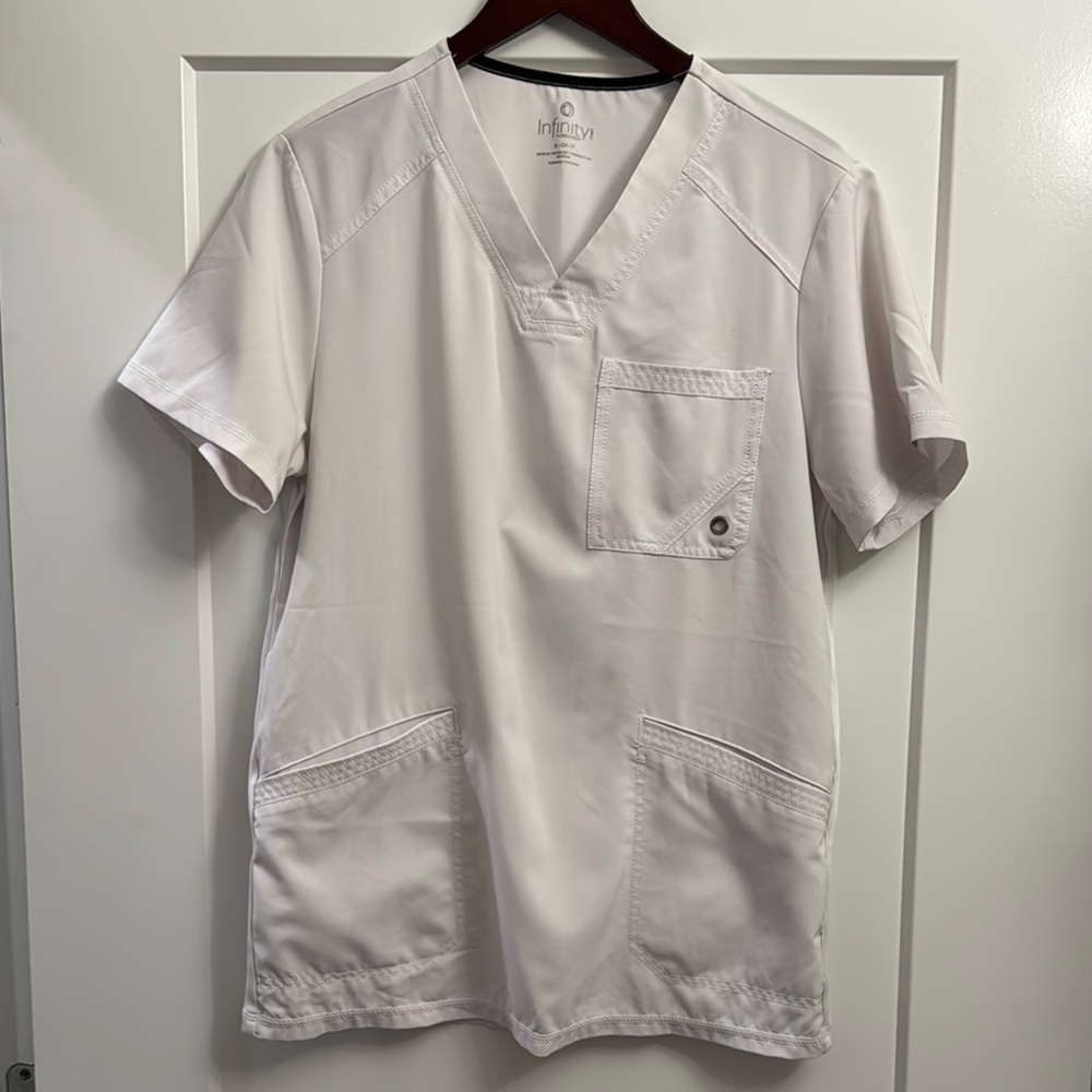 Infinity Men's White Scrub Shirt